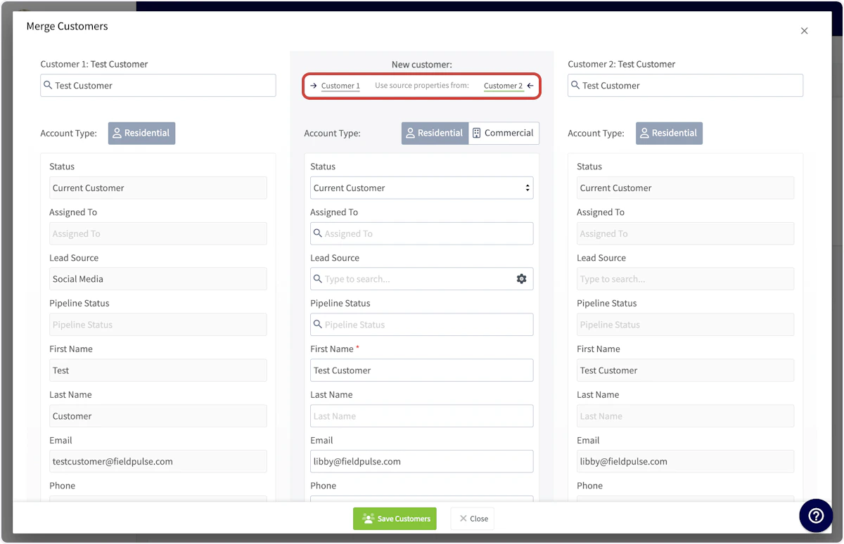Click on Customer 1…