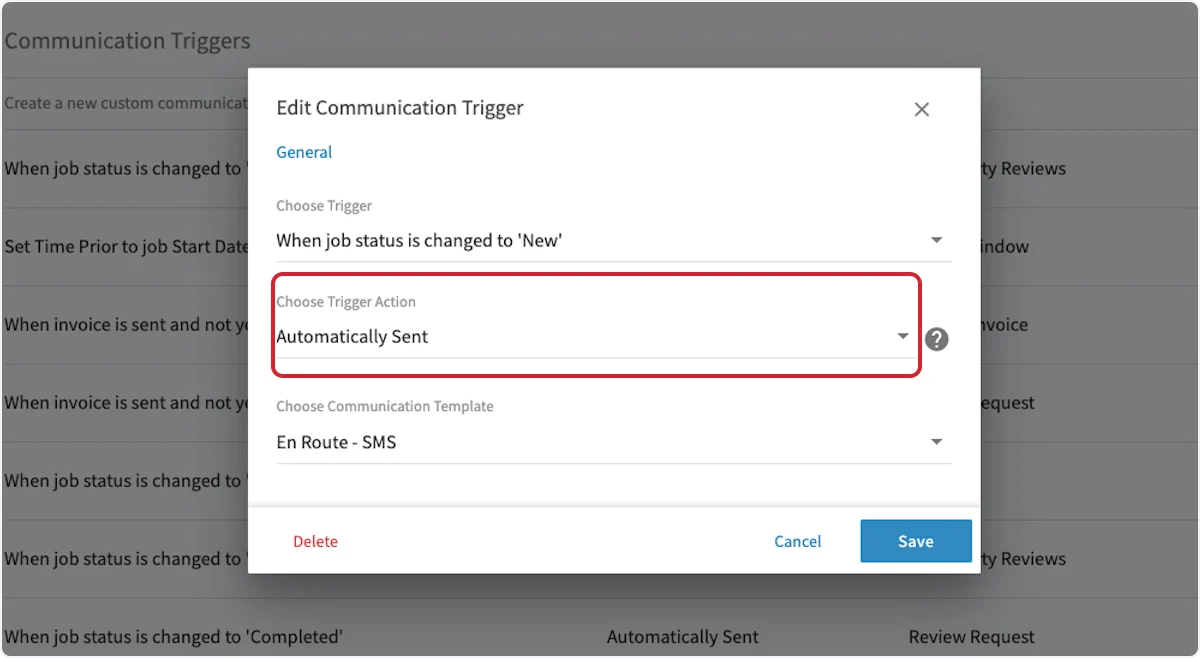 Click on Automatically Sent…