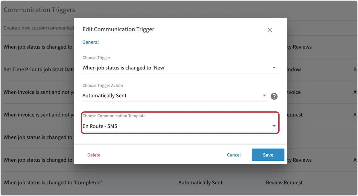 Click on Choose Communication Template…
