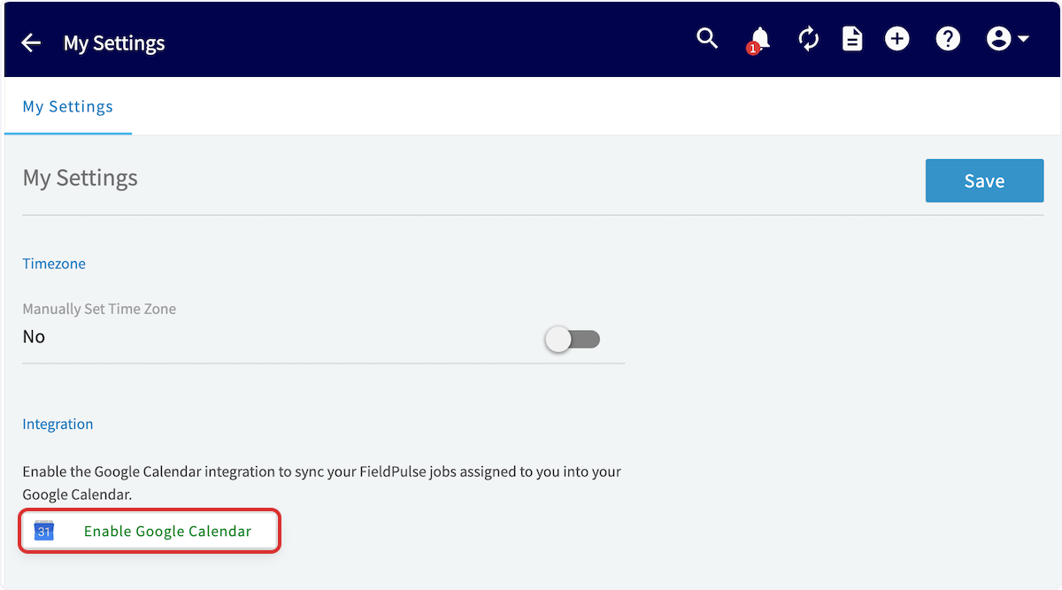 Click on Enable Google Calendar