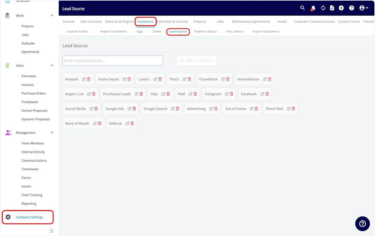 Click on Lead Source