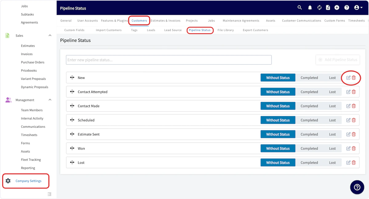 Click on Pipeline Status