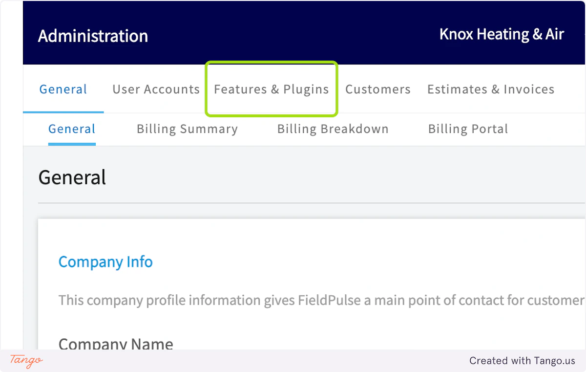 Click on Features & Plugins
