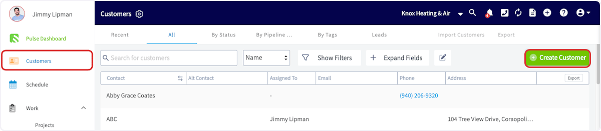 Click on Create Customer
