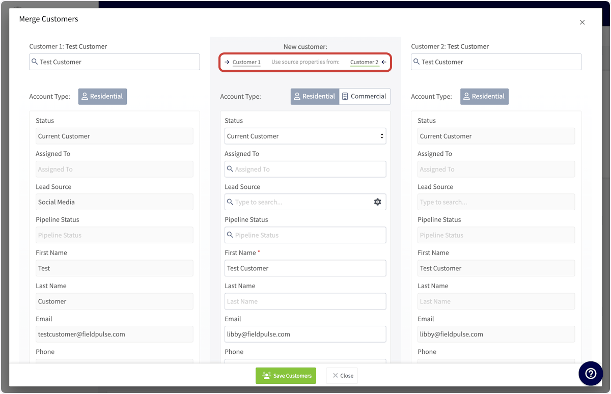 Click on Customer 1…