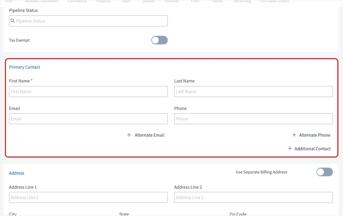 Click on Primary Contact