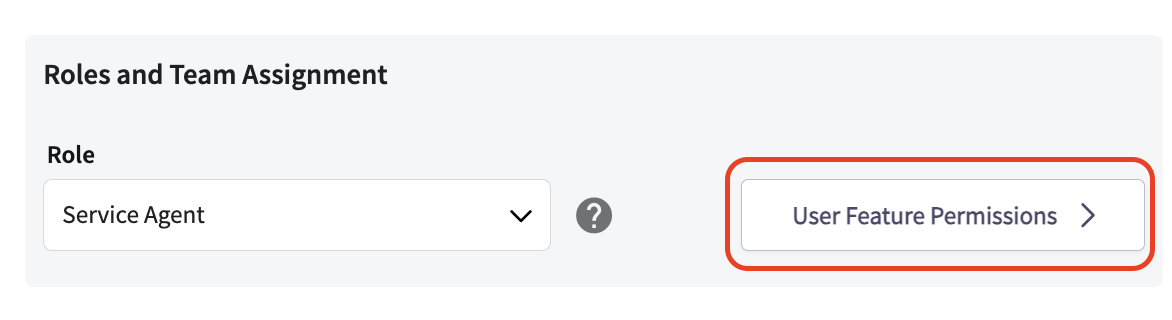 The User Feature Permissions button next to the Role dropdown