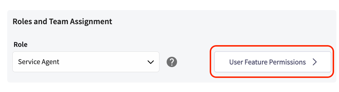The User Feature Permissions button next to the Role dropdown