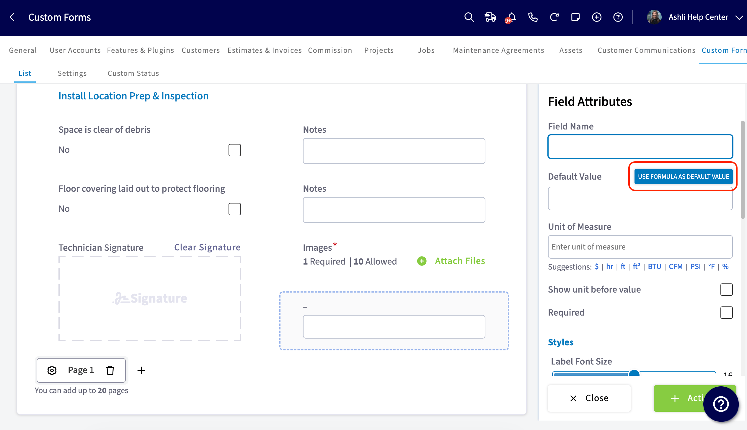 Use Formula as Default Value button above the Default Value field