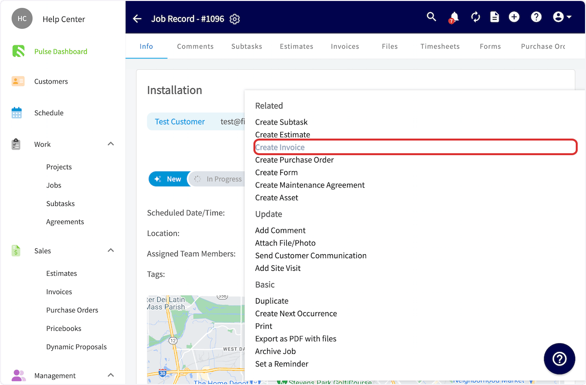 Click on Create Invoice