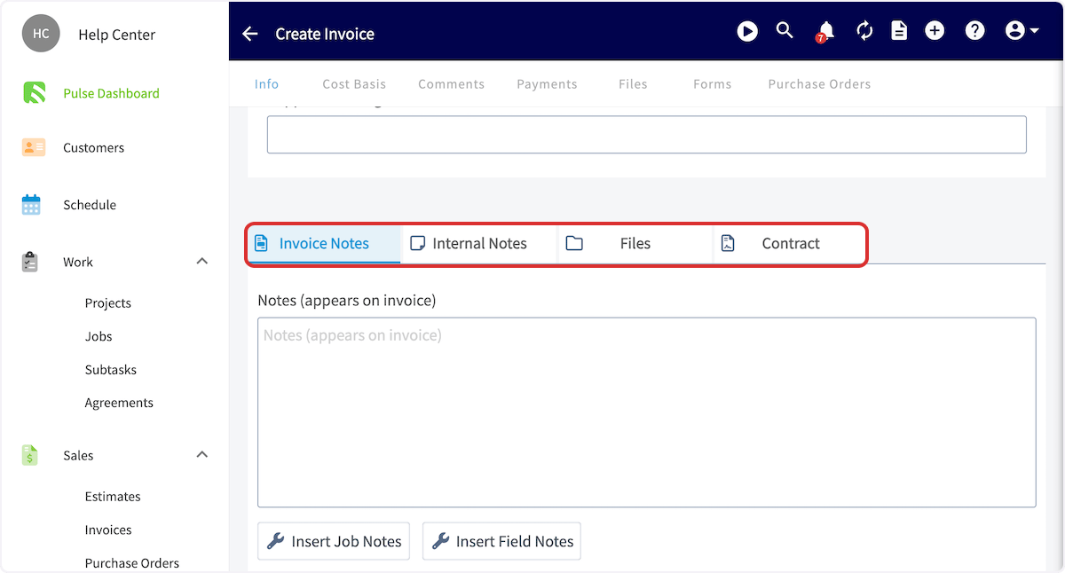 Click on Invoice Notes