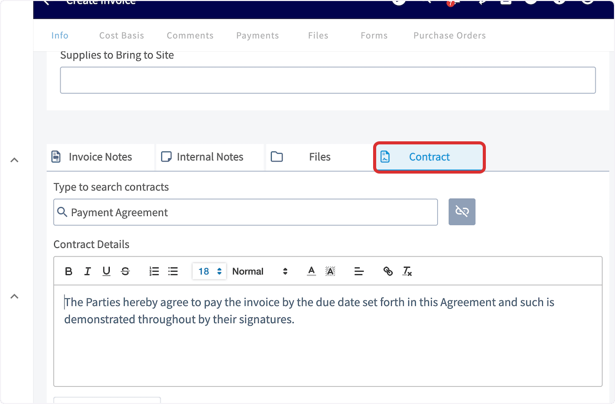 Click on Contract