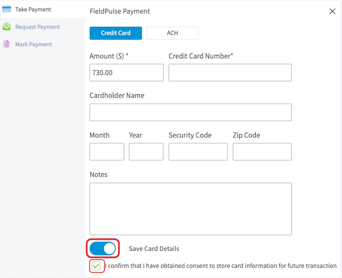 Check I confirm that I have obtained consent to store card information for future transactions.