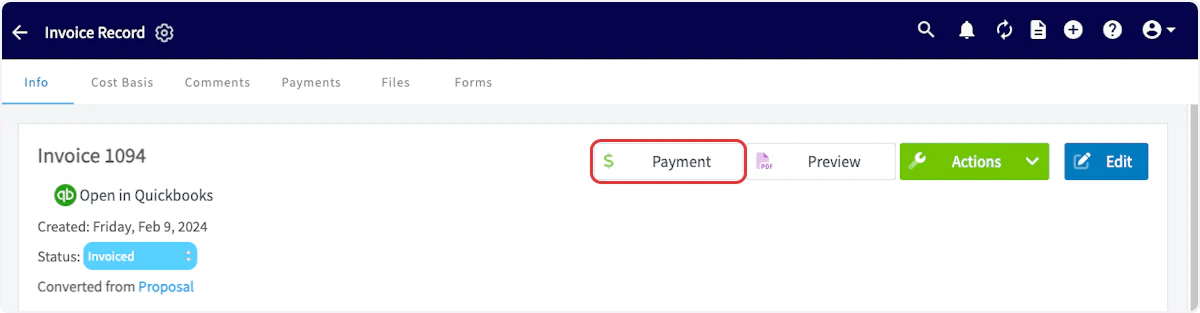 Click on Payment