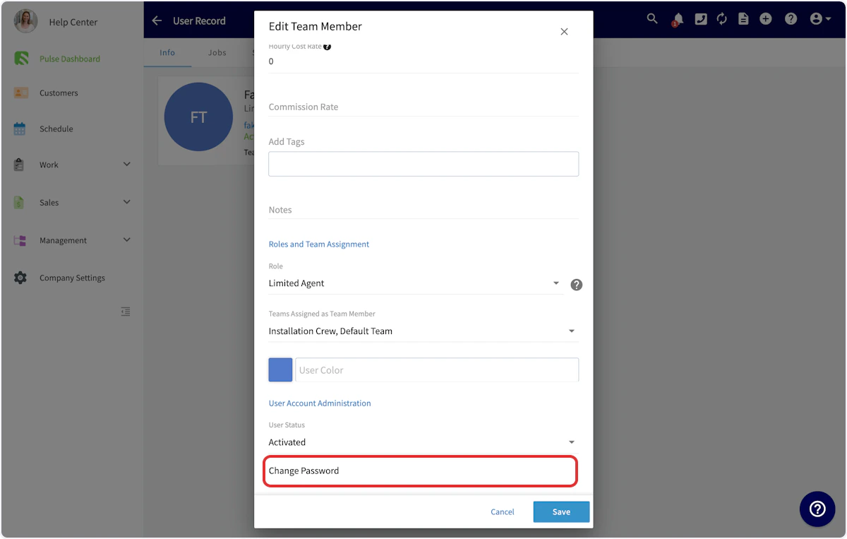 Click on Change Password