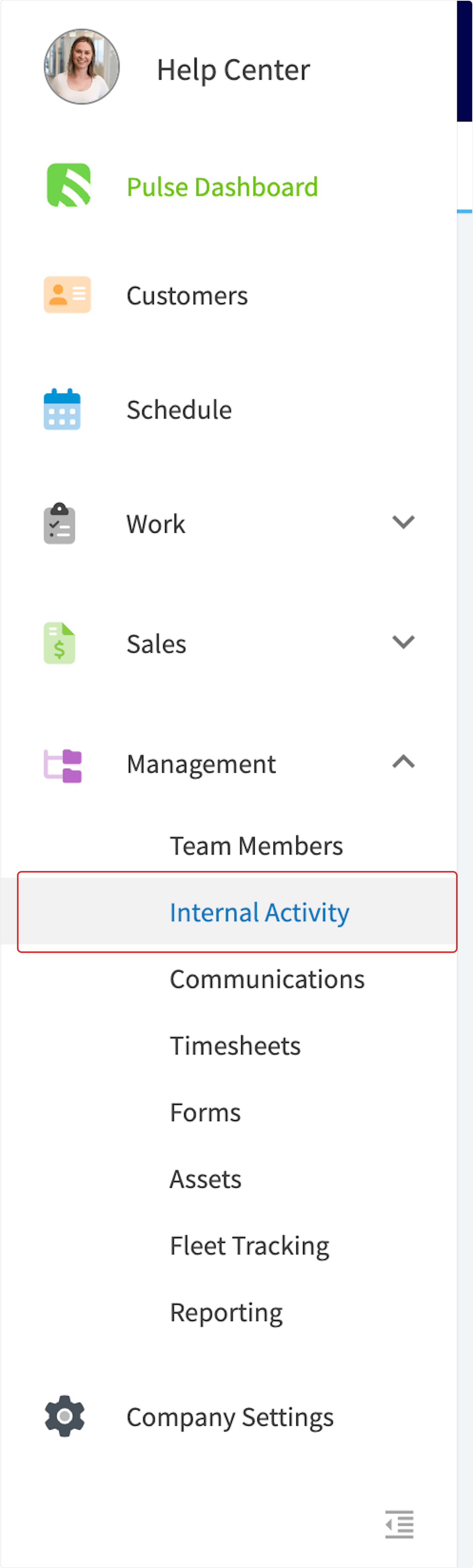 Click on Internal Activity