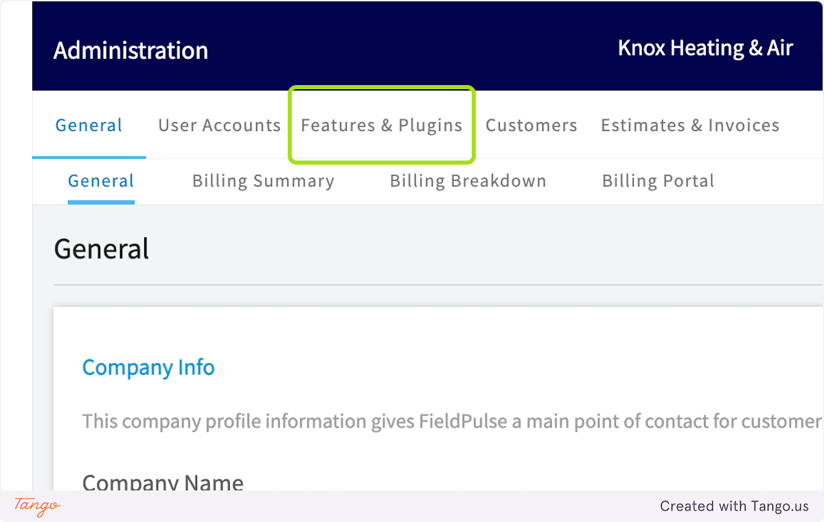 Click on Features & Plugins