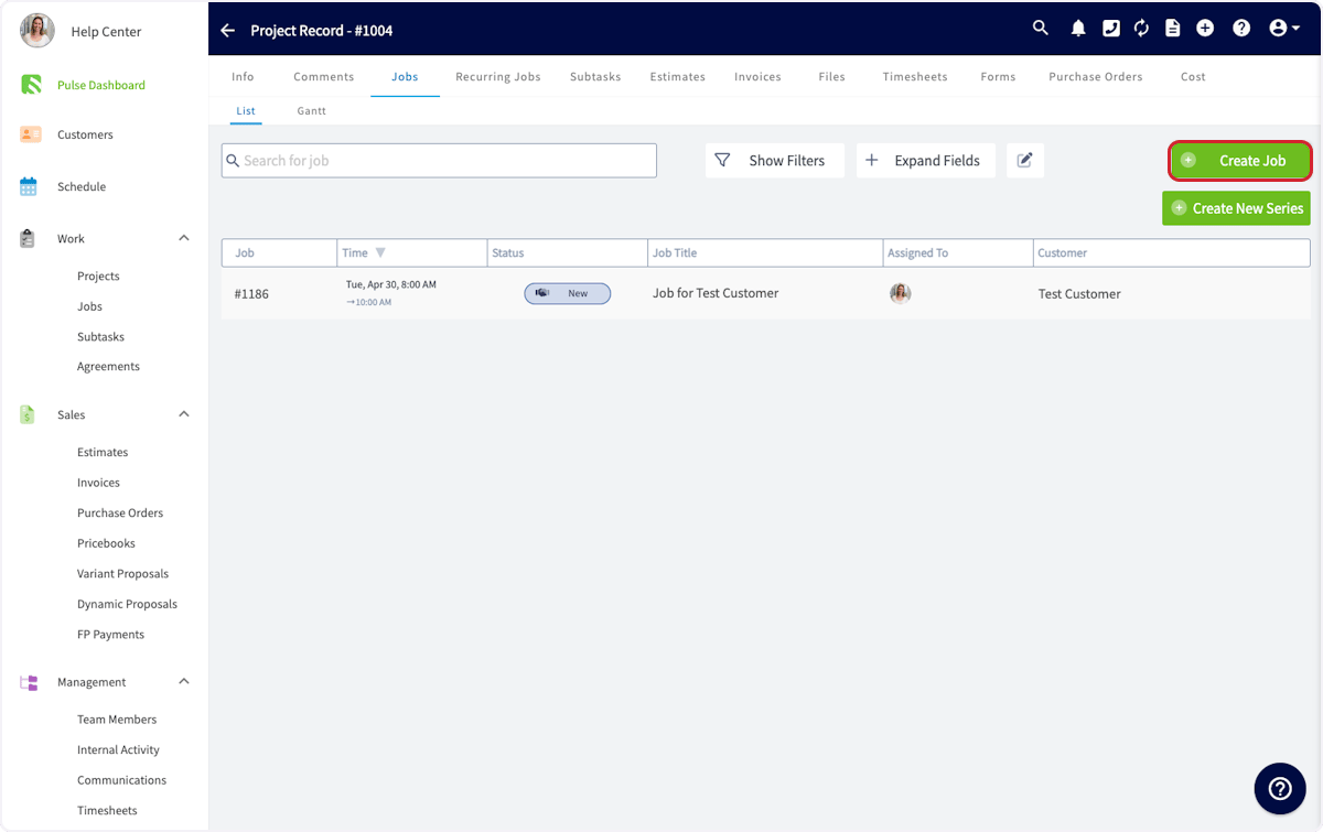 Click on Create Job