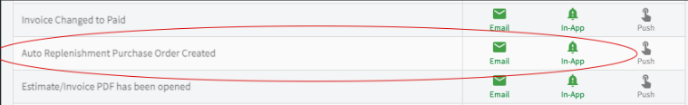 Auto replenishment order notification settings in My Settings