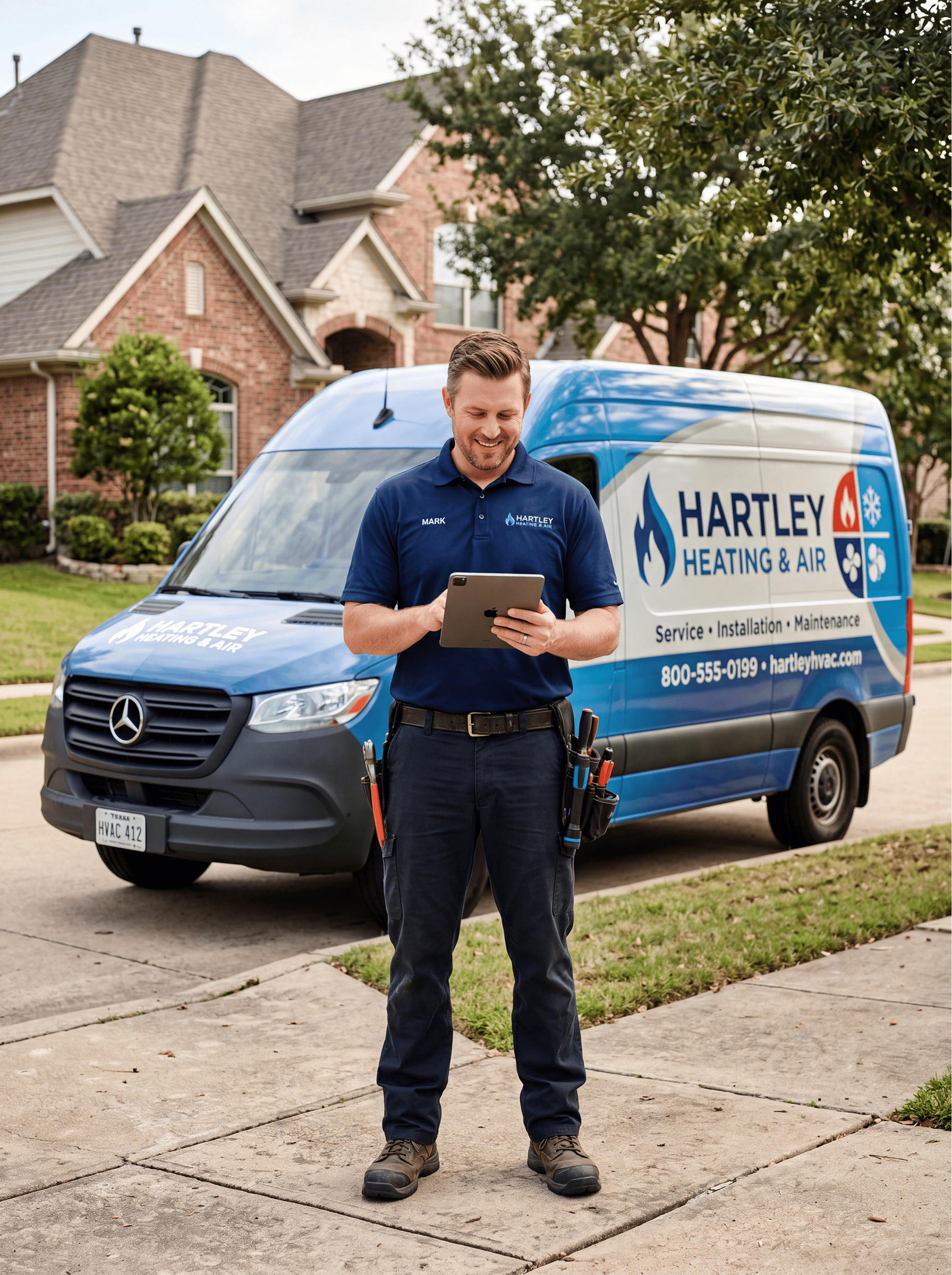 Field technician running a job from the FieldPulse mobile app