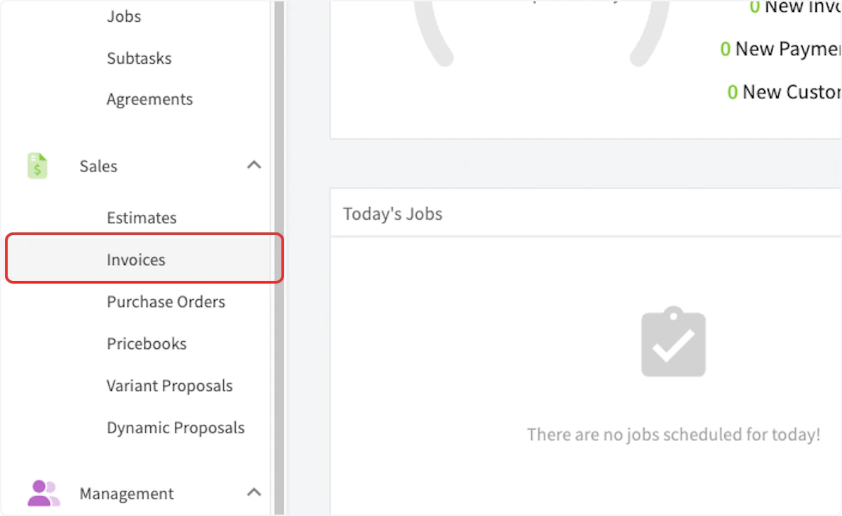 Click on Invoices