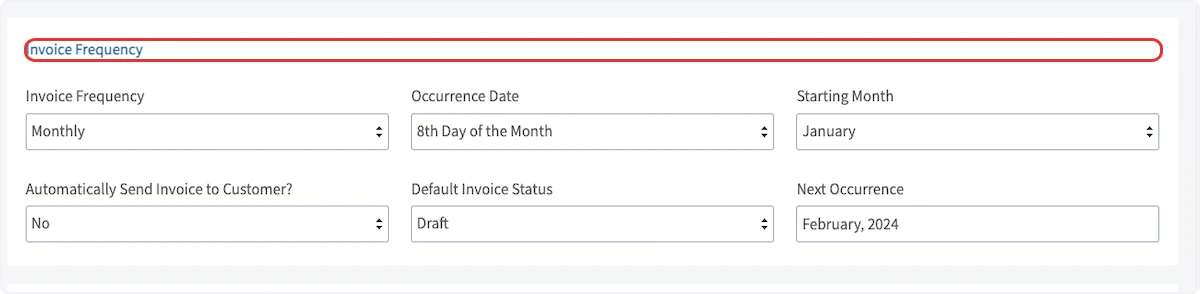 Click on Invoice Frequency