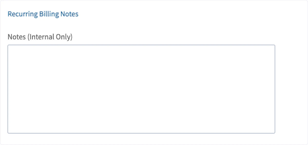 Click on Recurring Billing Notes