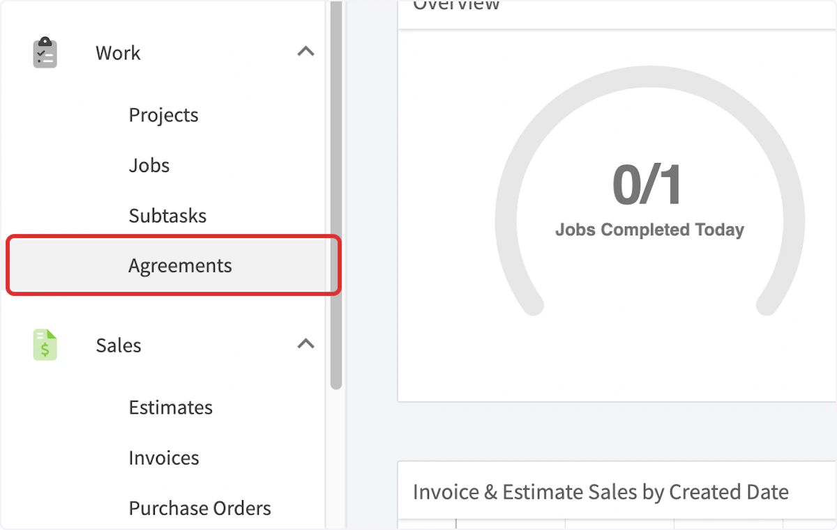 Click on Agreements