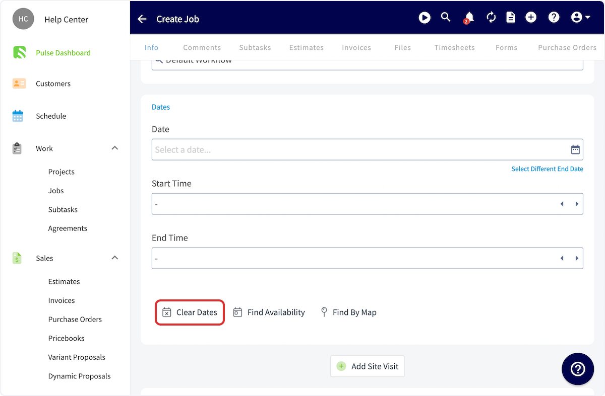 Click on Clear Dates