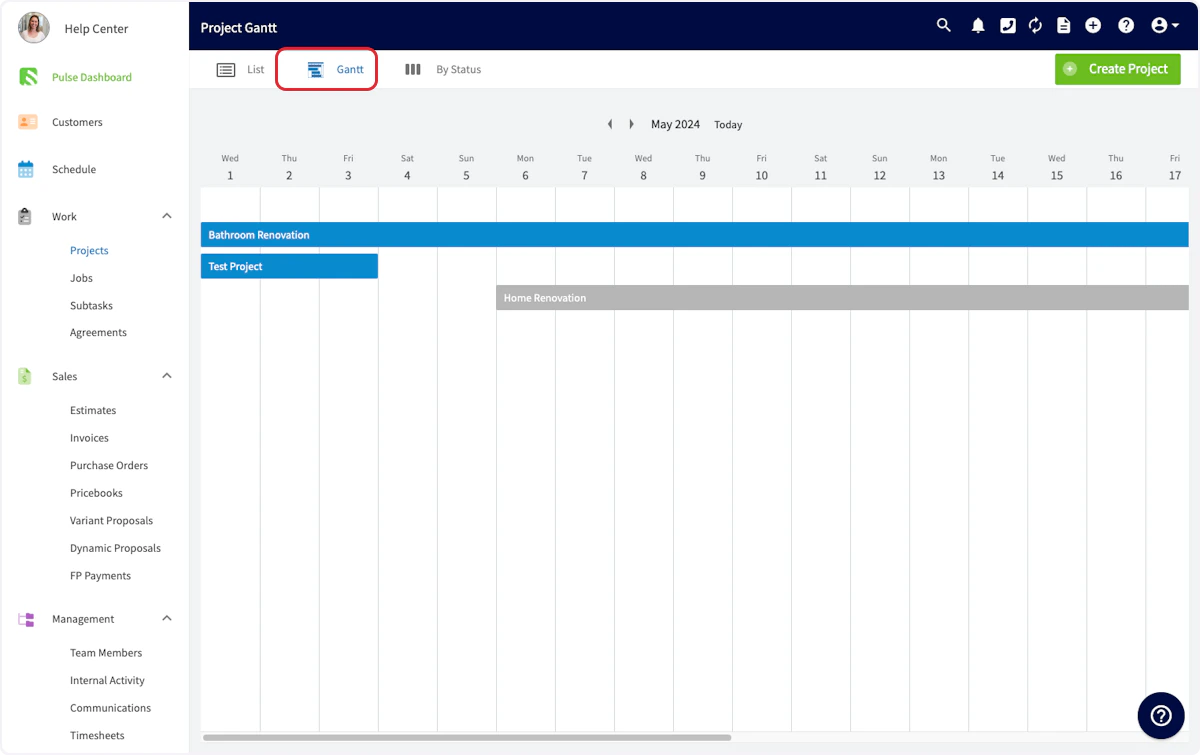 Click on Gantt