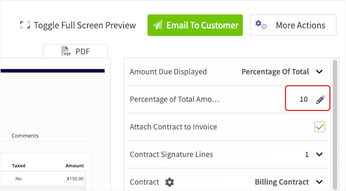 Click on Percentage of Total Amount (%)