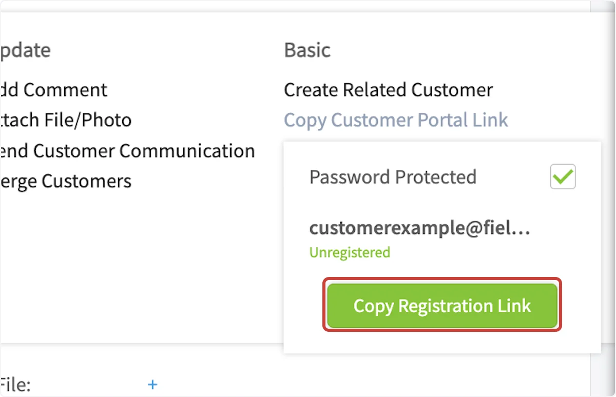 Click on Copy Registration Link