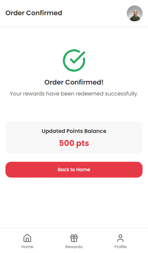 Mobile App Order Confirmed