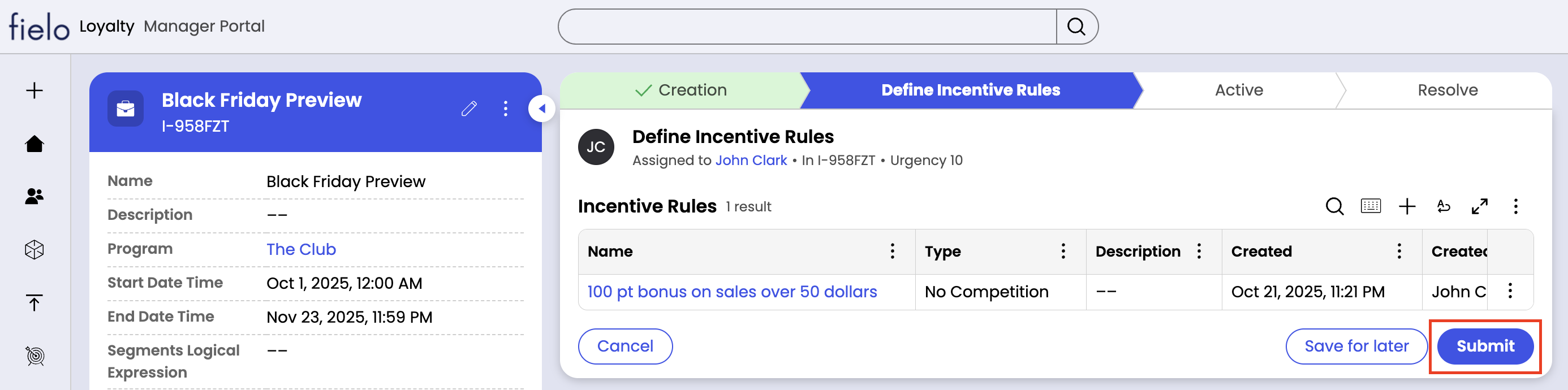Activate Incentive Button Pn