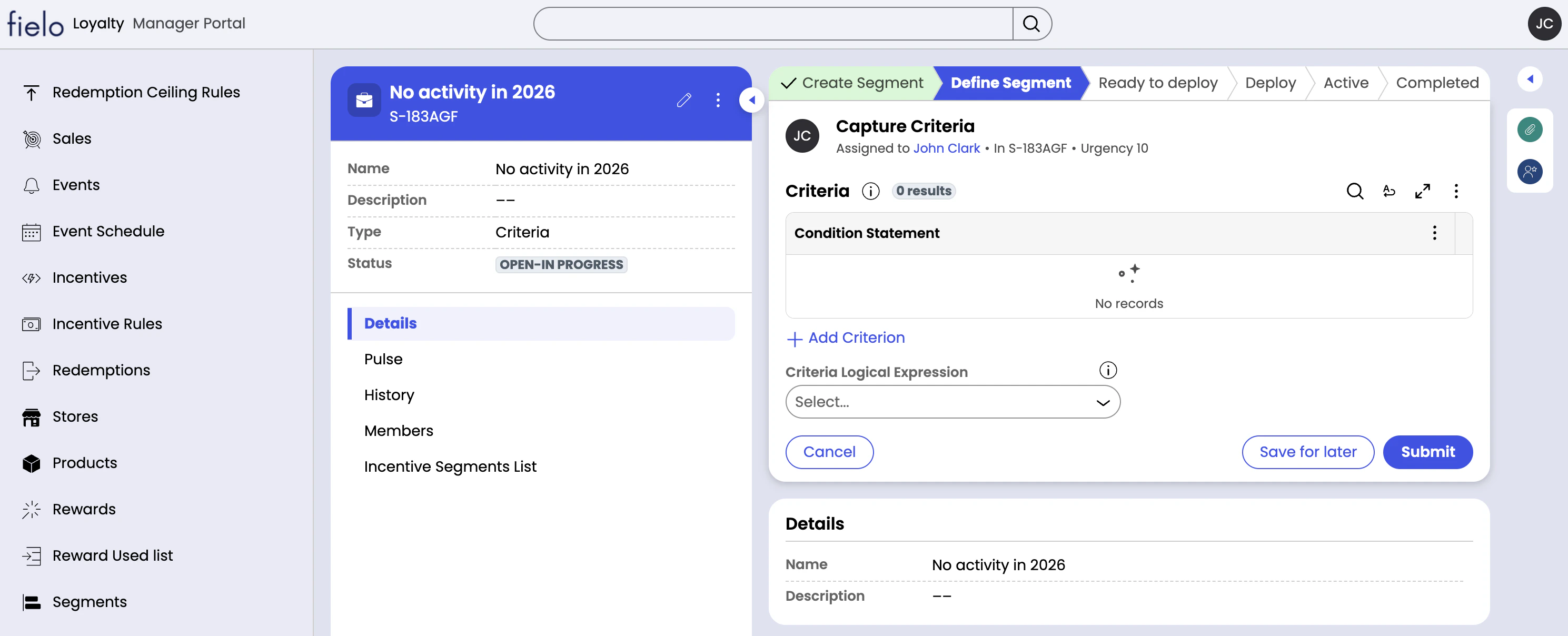 Segment Awaiting Criteria