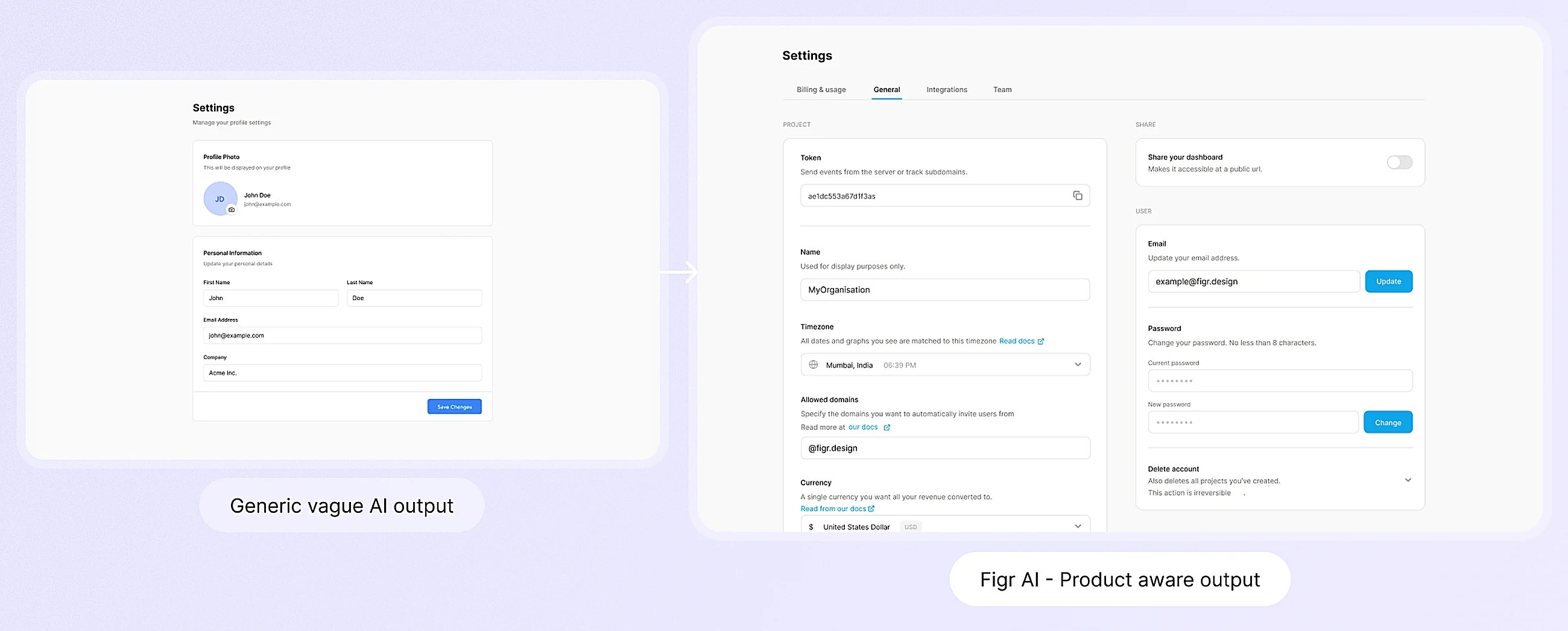 Figr generating designs that match an existing product