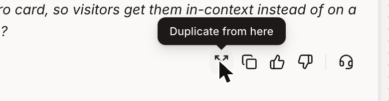 The Duplicate from here control on a chat message