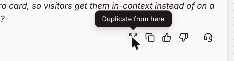 The Duplicate from here control on a chat message