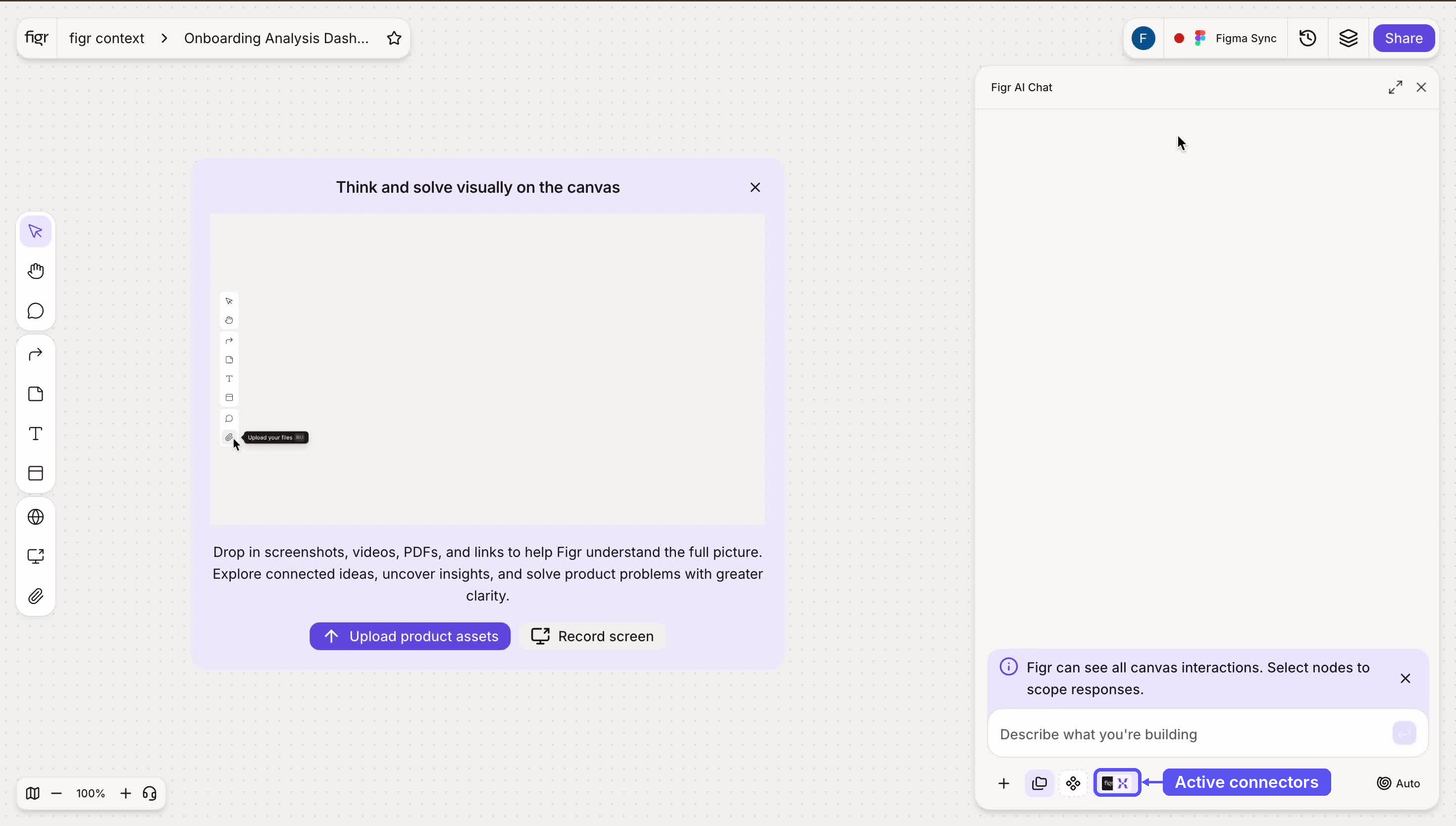 Canvas chat querying live Mixpanel funnel data to generate insights