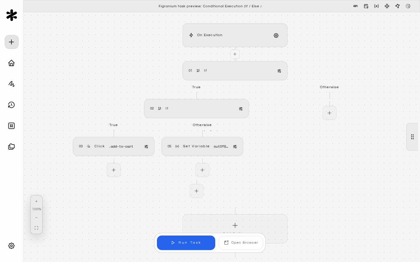 Figranium task preview: Conditional Execution (If / Else / End)