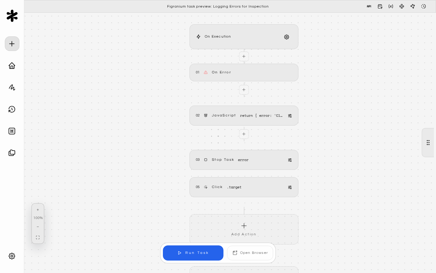 Figranium task preview: Logging Errors for Inspection
