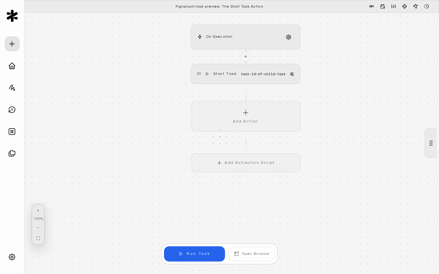 Figranium task preview: The Start Task Action