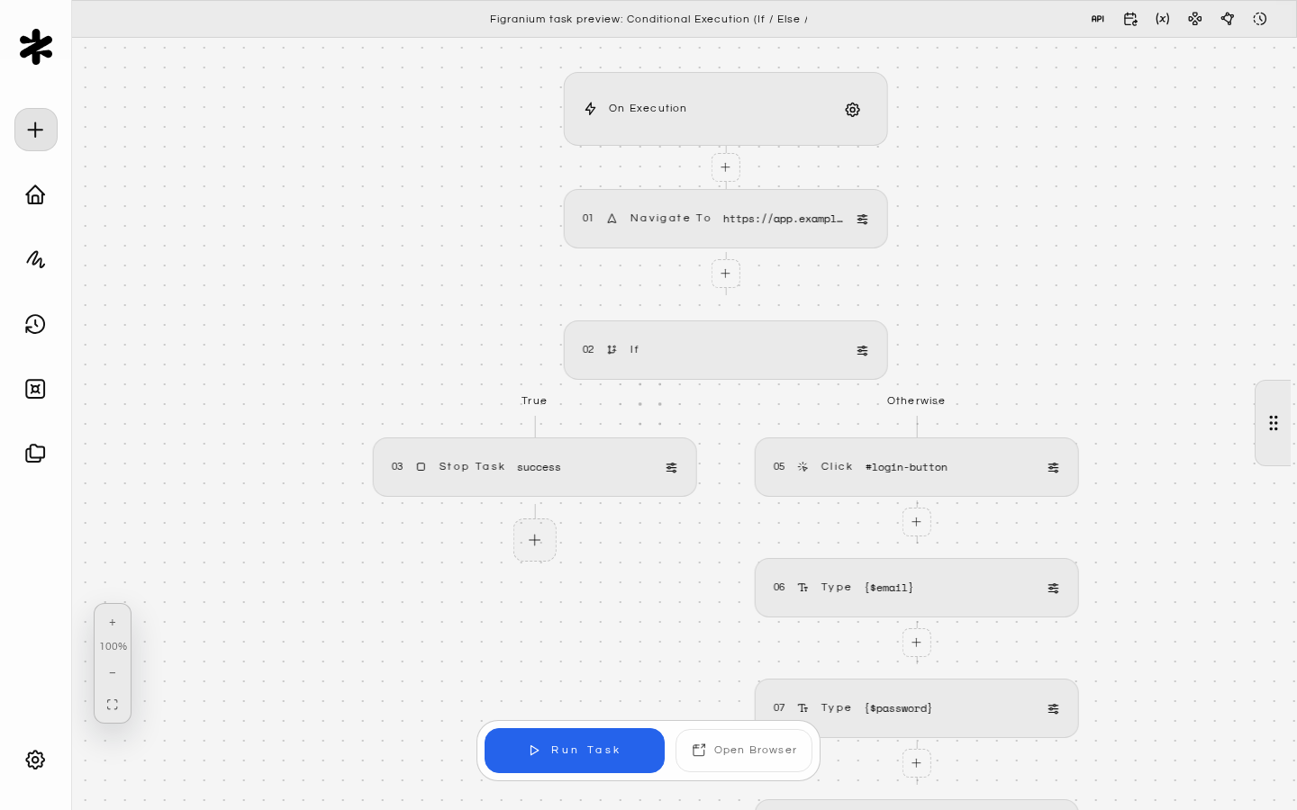 Figranium task preview: Conditional Execution (If / Else / End)