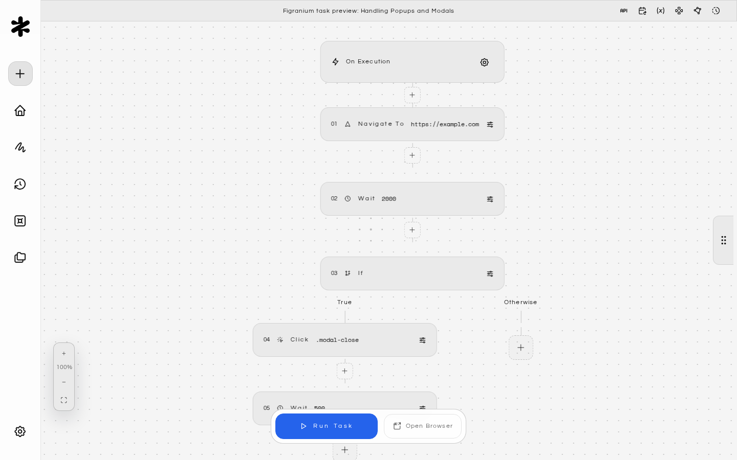 Figranium task preview: Handling Popups and Modals