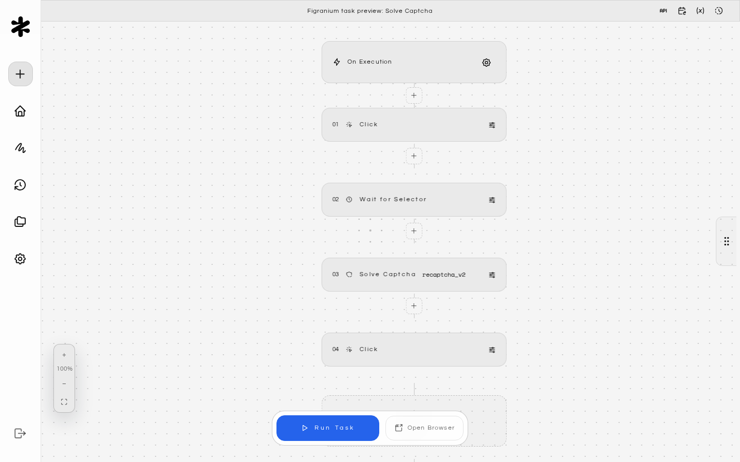 Figranium task preview: Solve Captcha