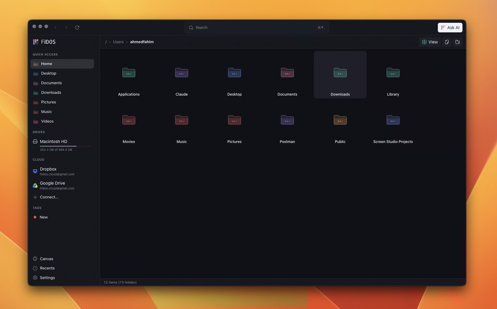 The FilDOS file browser