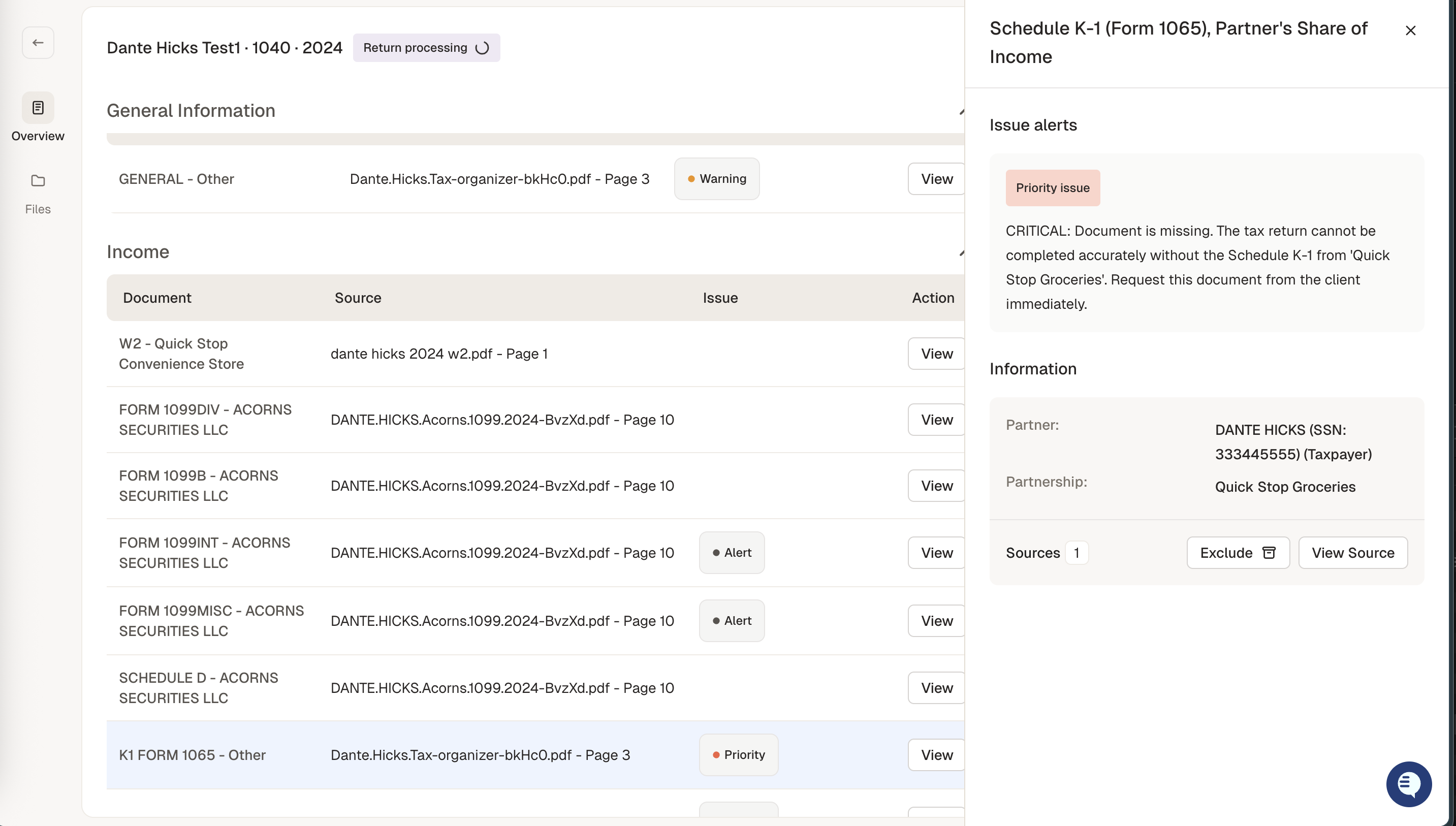 Screenshot of missing context