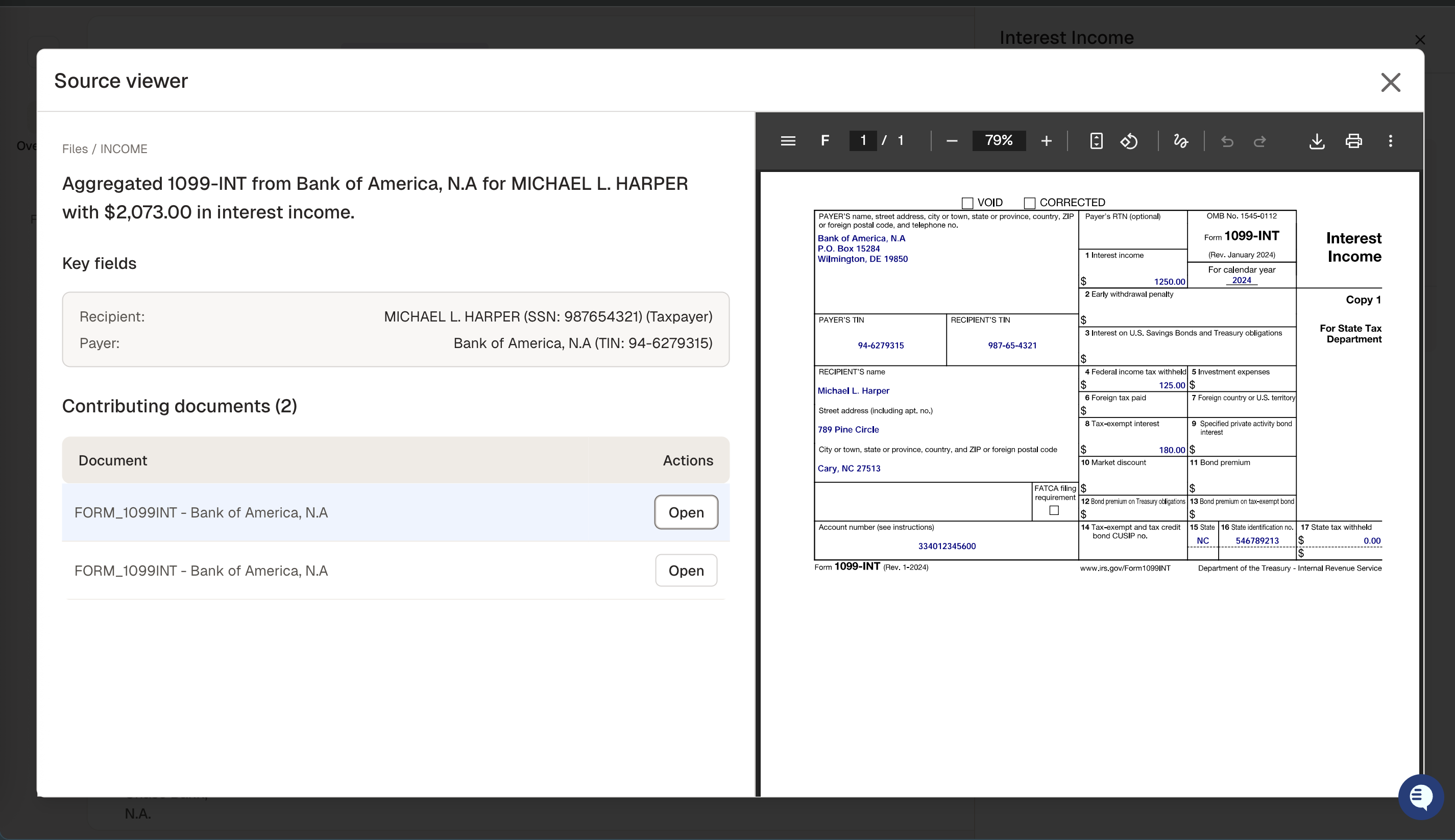 Screenshot of workpaper