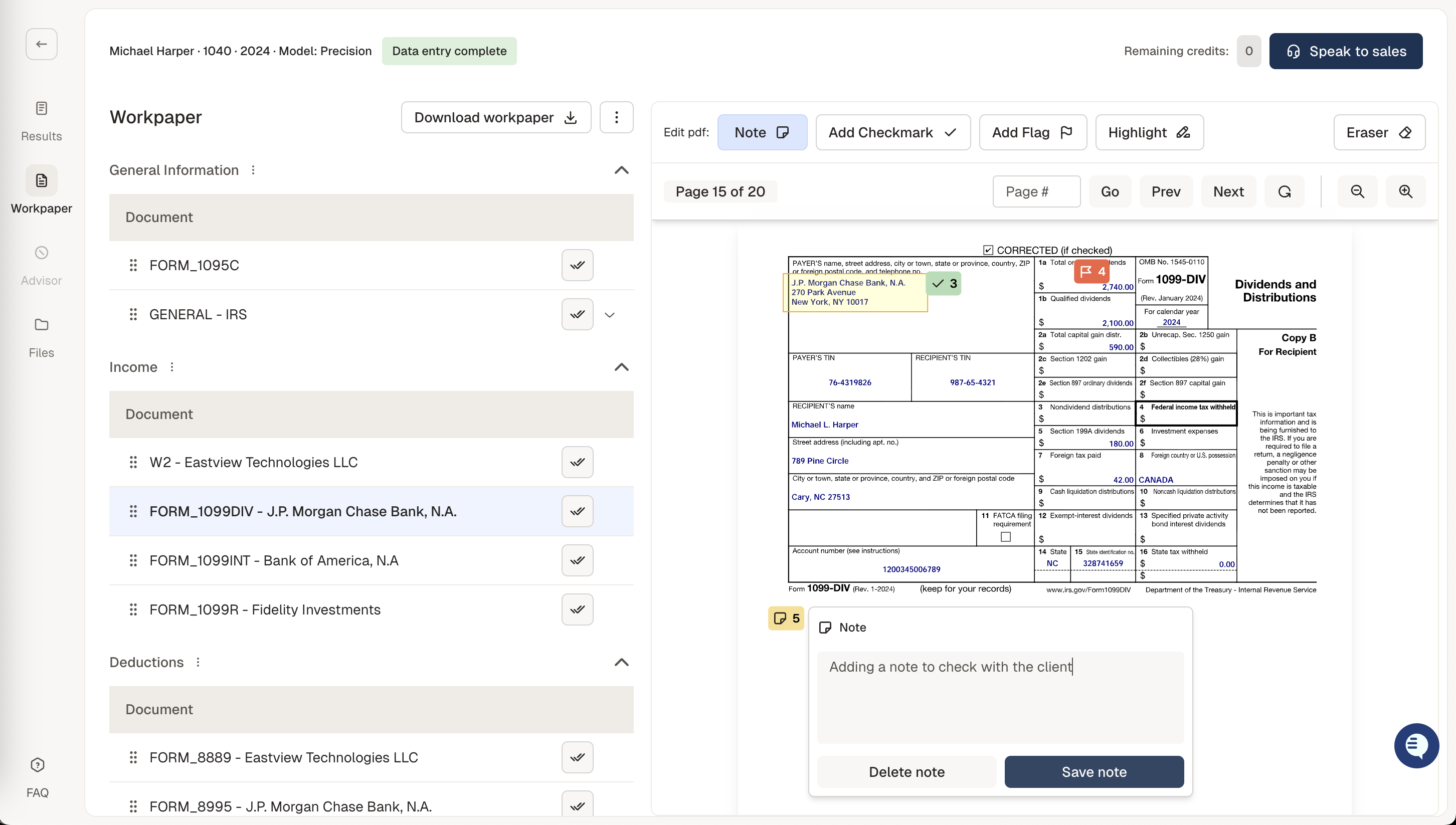 Screenshot of workpaper
