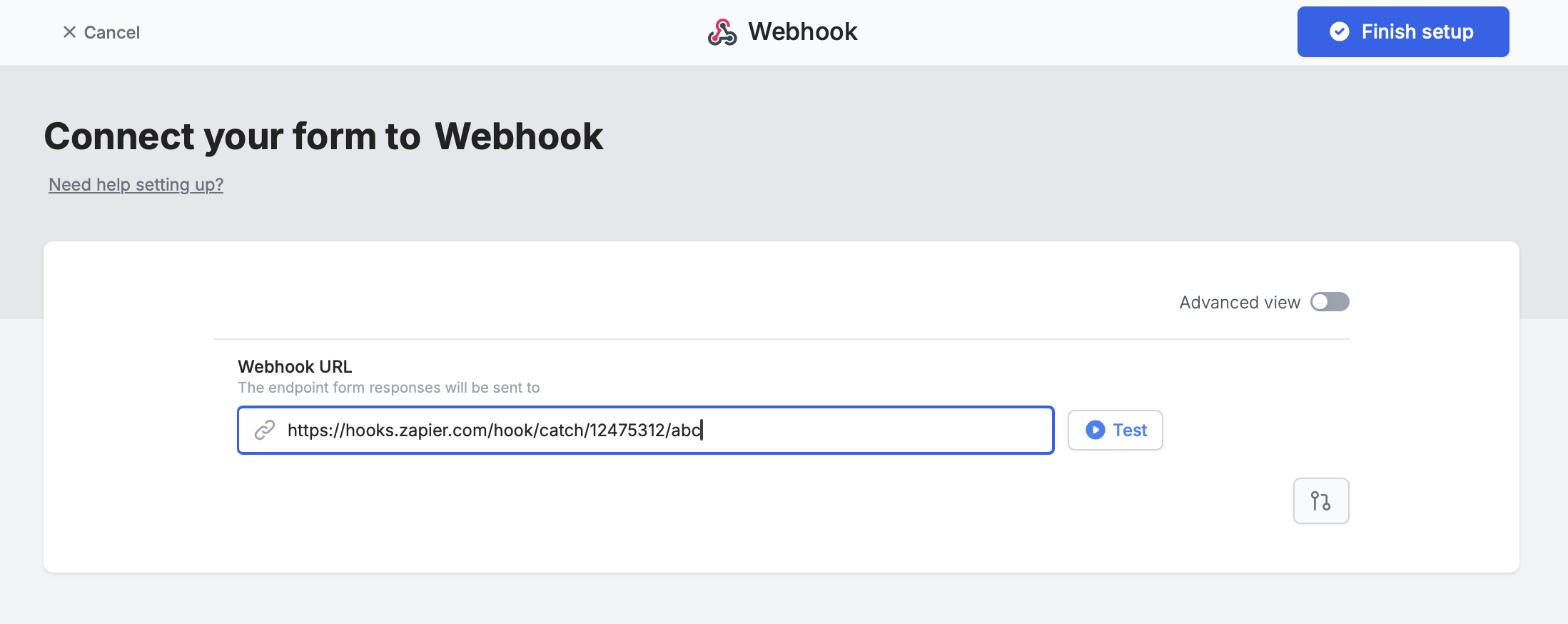 Screenshot of the Fillout form creation page